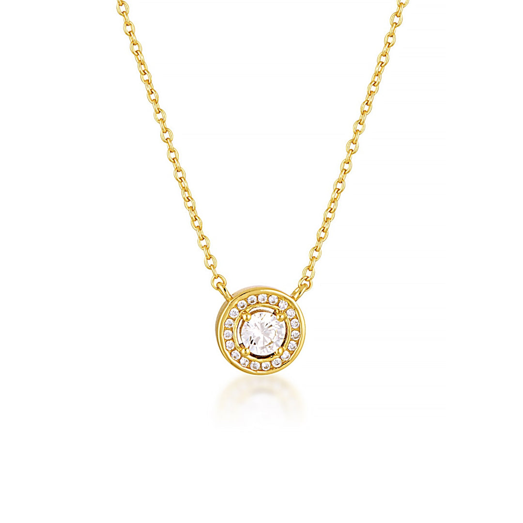 Georgini Milestone White Zirconia Halo Pendant - Gold IP1164G