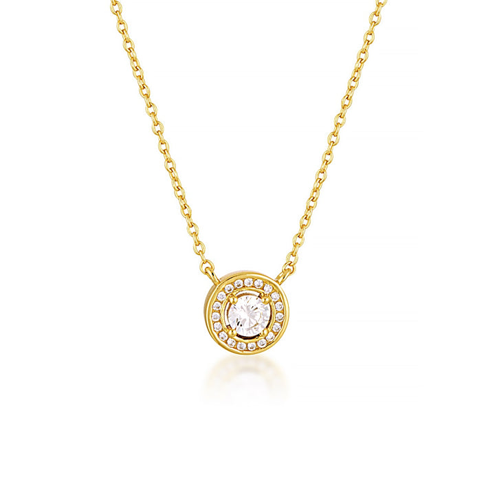 Georgini Milestone White Zirconia Halo Pendant - Gold IP1164G