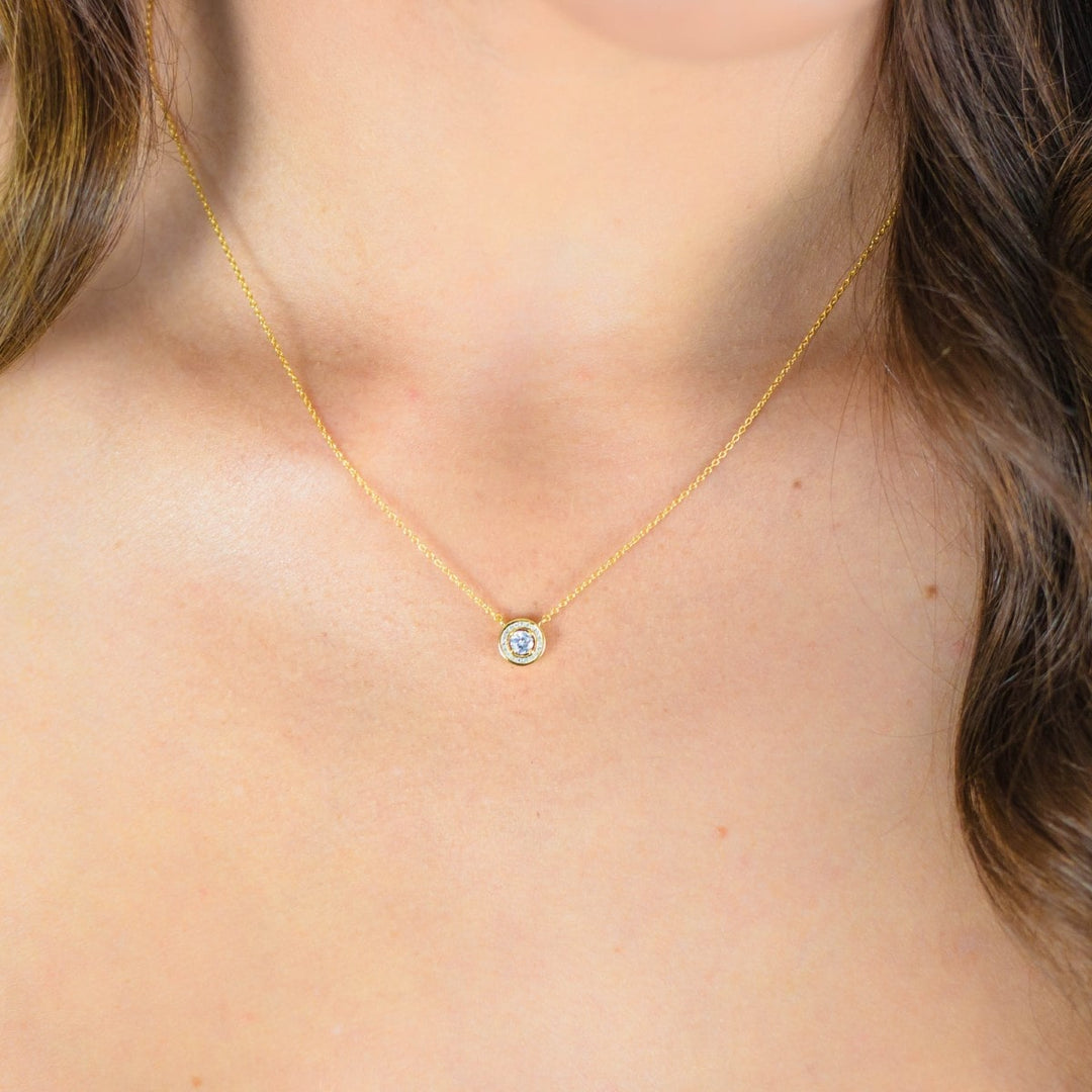 Georgini Milestone White Zirconia Halo Pendant - Gold IP1164G
