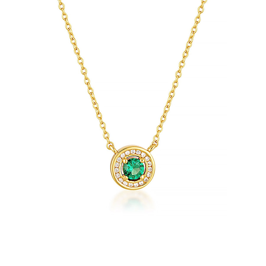 Georgini Milestone Emerald Green Halo Pendant - Gold IP1164GR