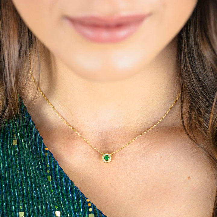 Georgini Milestone Emerald Green Halo Pendant - Gold IP1164GR