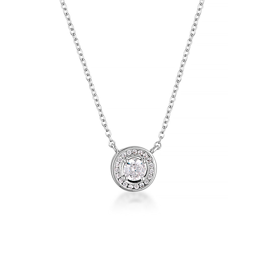 Georgini Milestone White CZ Halo Pendant - Silver - IP1164W