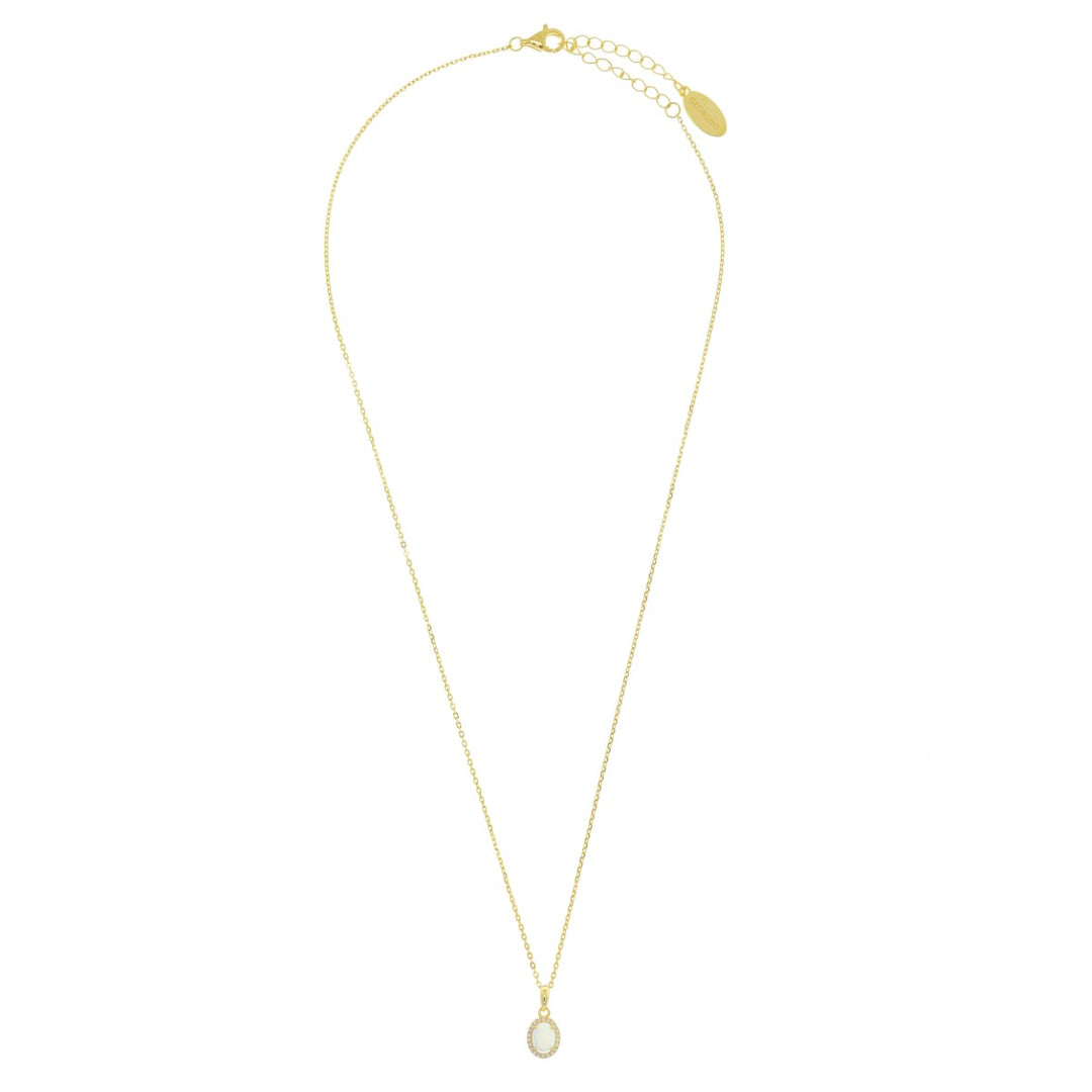 Georgini Opal Glow Blackwattle White Created Opal Pendant - Gold IP1184G