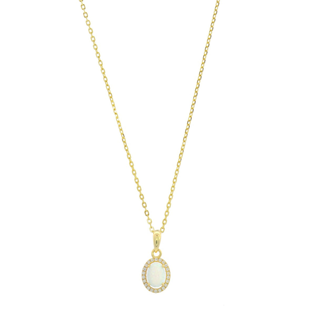 Georgini Opal Glow Blackwattle White Created Opal Pendant - Gold IP1184G