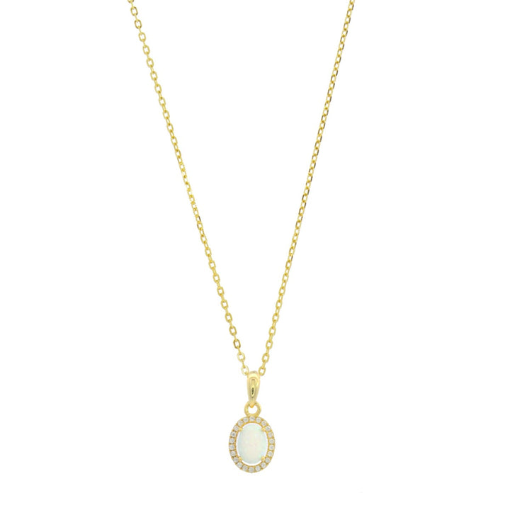 Georgini Opal Glow Blackwattle White Created Opal Pendant - Gold IP1184G