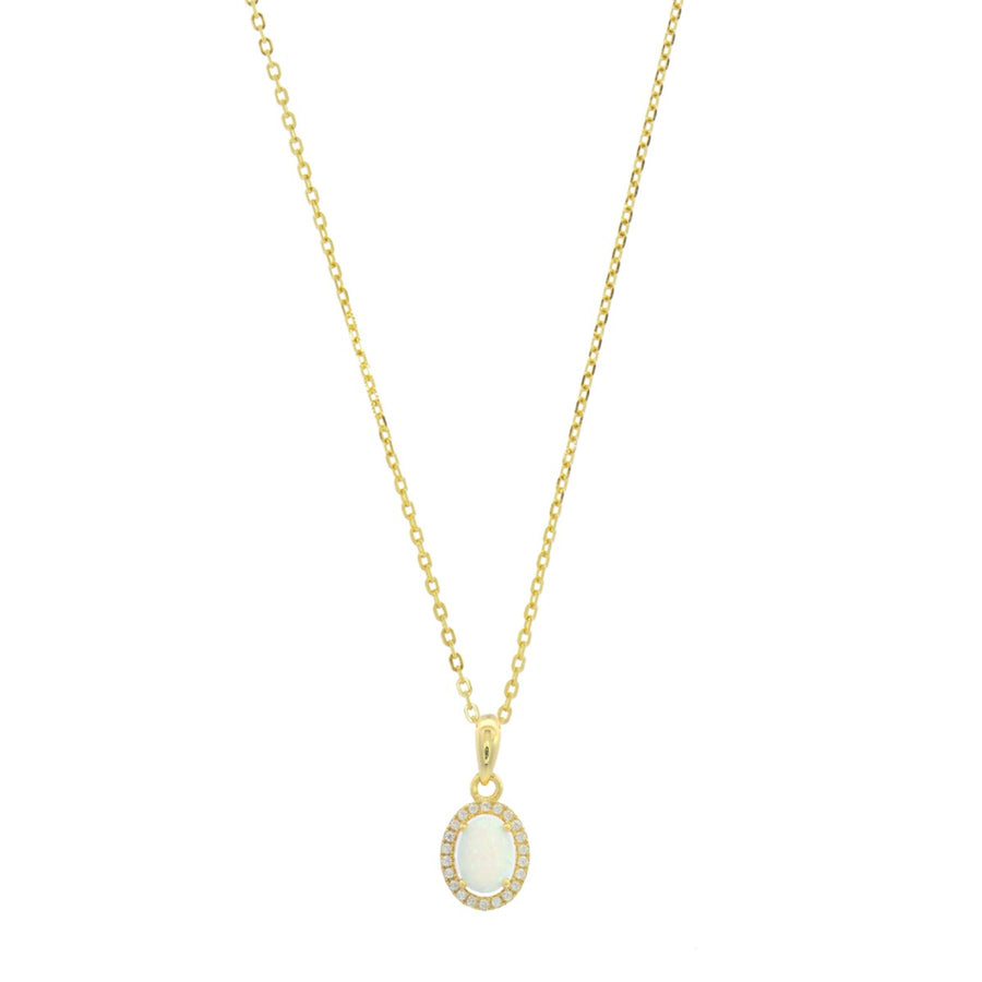 Georgini Opal Glow Blackwattle White Created Opal Pendant - Gold IP1184G