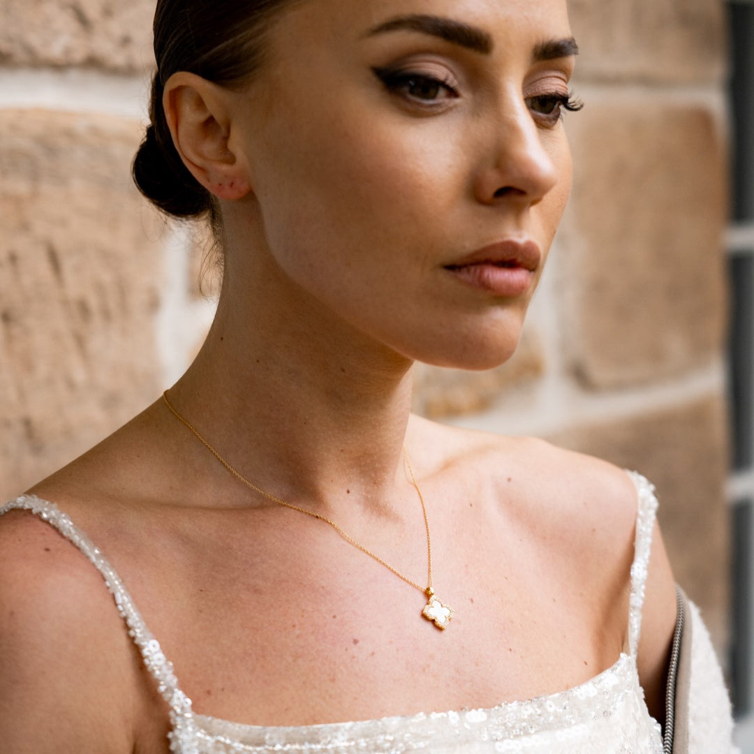 Georgini Sydney Soiree Fairwater Mother of Pearl Clover Pendant - Gold IP1187G