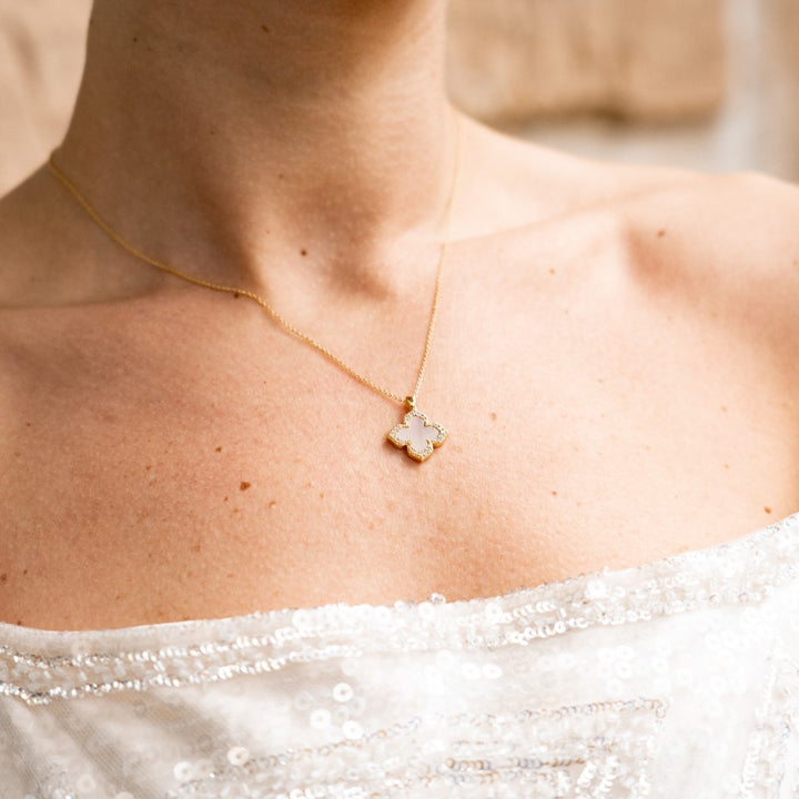 Georgini Sydney Soiree Fairwater Mother of Pearl Clover Pendant - Gold IP1187G