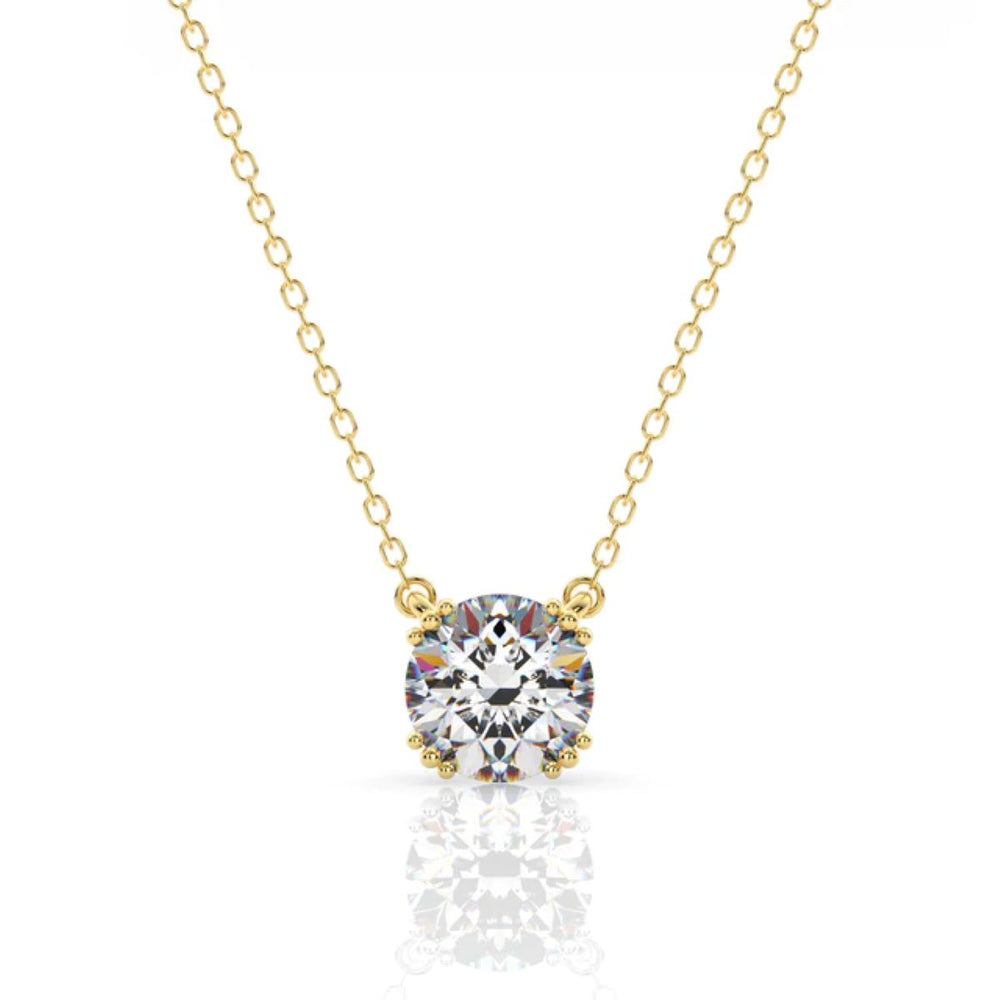 Georgini Elegant Essentials 6.5mm Round Hidden Halo Gold Pendant Necklace. Item code IP1209G.