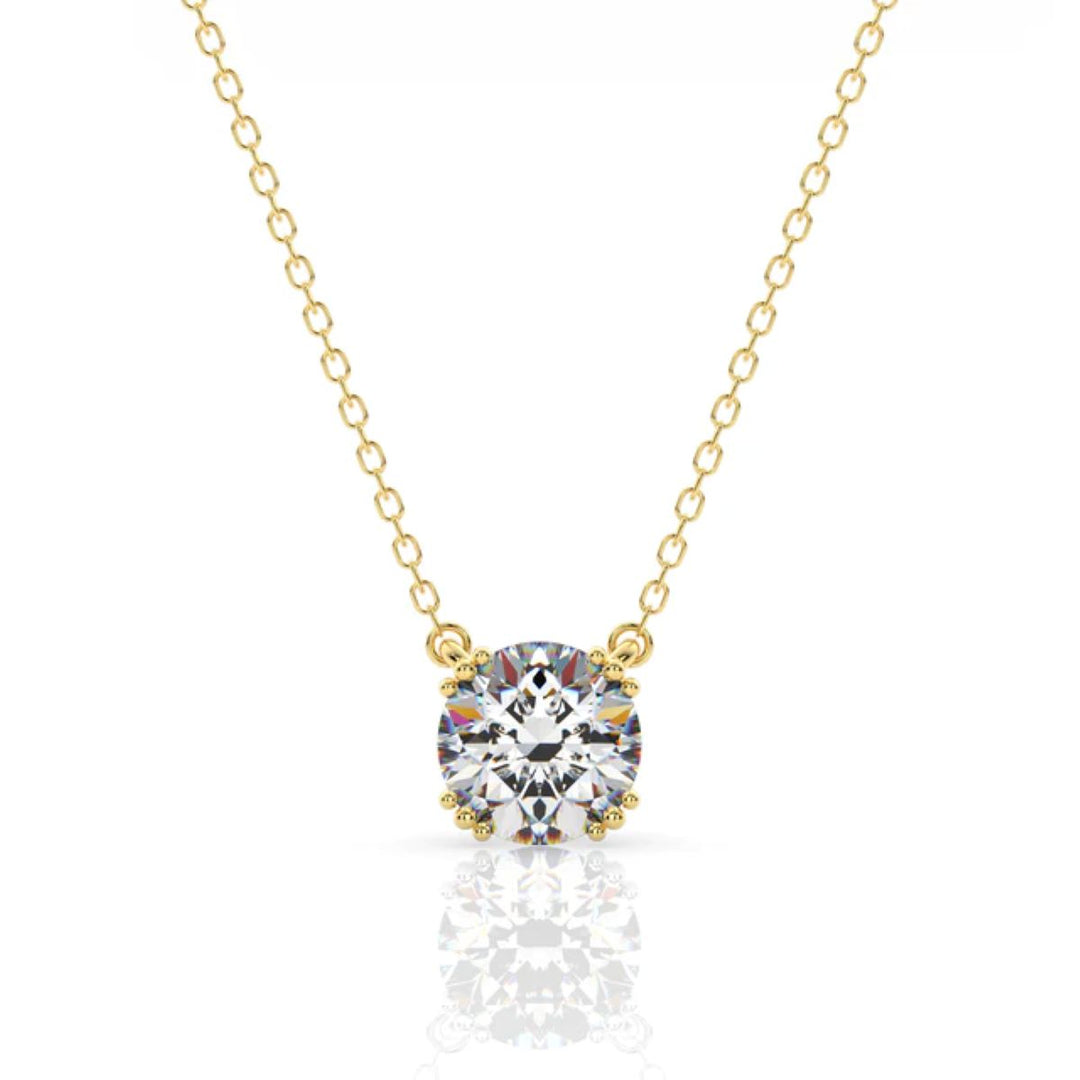 Georgini Elegant Essentials 6.5mm Round Hidden Halo Gold Pendant Necklace. Item code IP1209G.