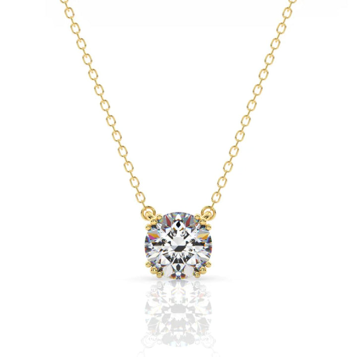 Georgini Elegant Essentials 6.5mm Round Hidden Halo Gold Pendant Necklace. Item code IP1209G.