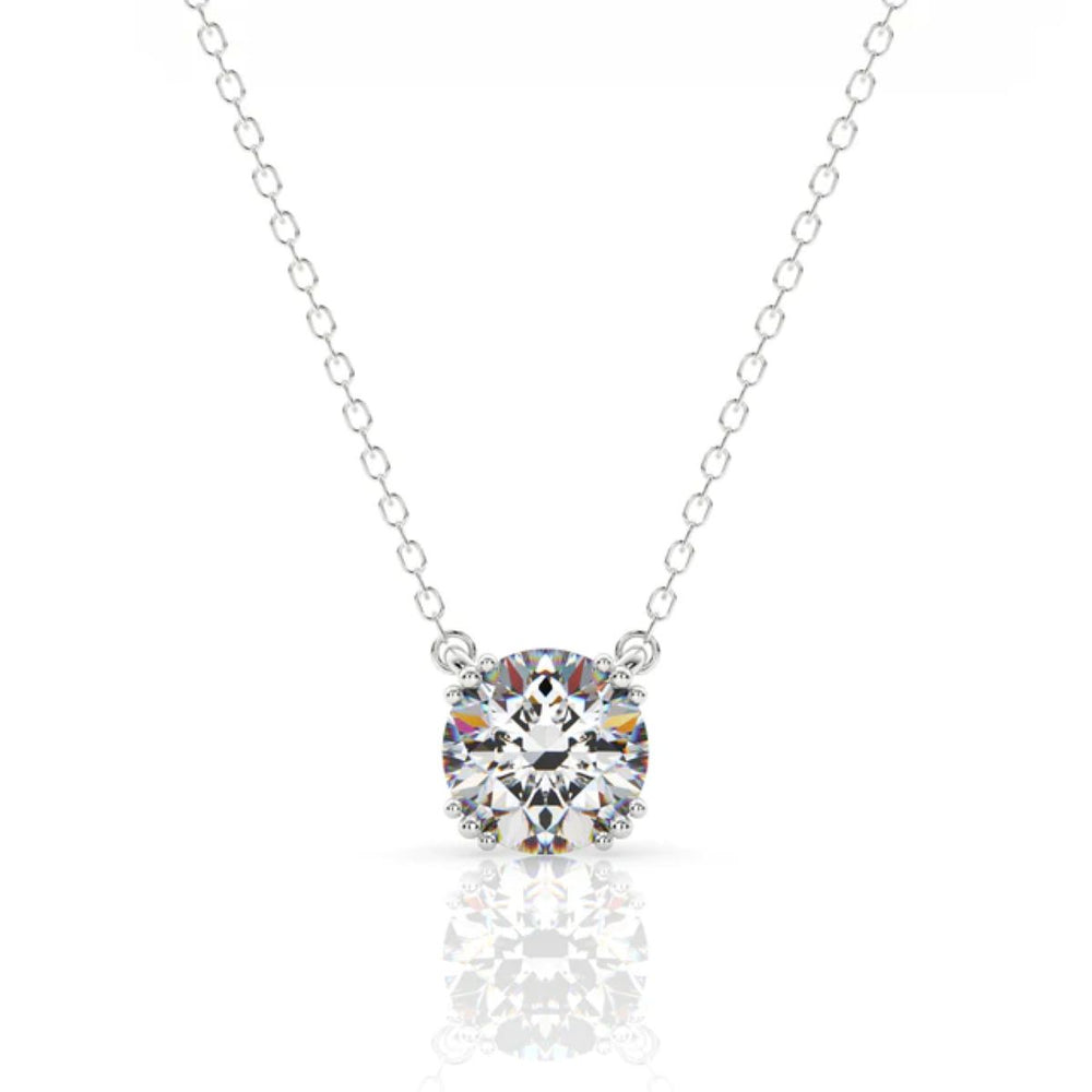 Georgini Elegant Essentials 6.5mm Round Hidden Halo Silver Pendant Necklace. Item code IP1209W.