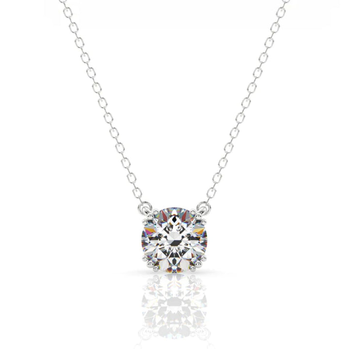 Georgini Elegant Essentials 6.5mm Round Hidden Halo Silver Pendant Necklace. Item code IP1209W.