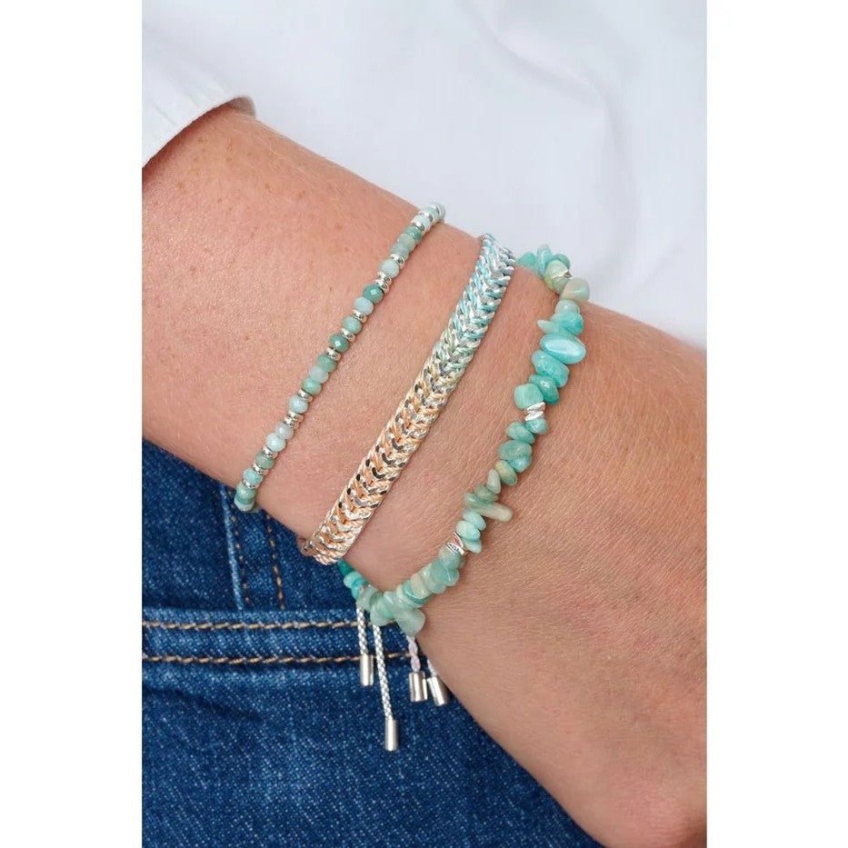 Boho Betty Iztac Candy Ombre Silver Woven Slider Bracelet