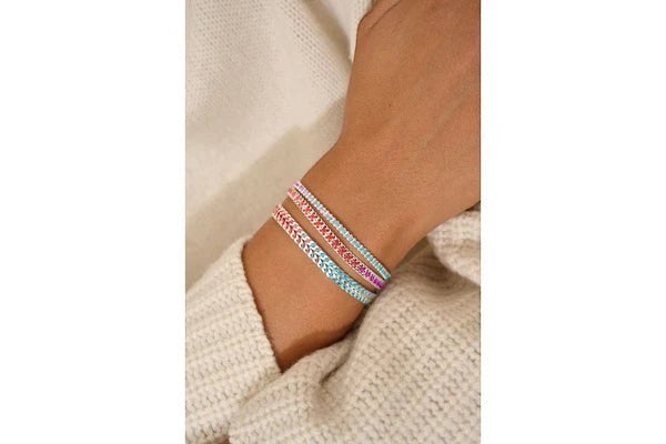 Boho Betty Iztac Moroccan Spice Silver Woven Slider Bracelet