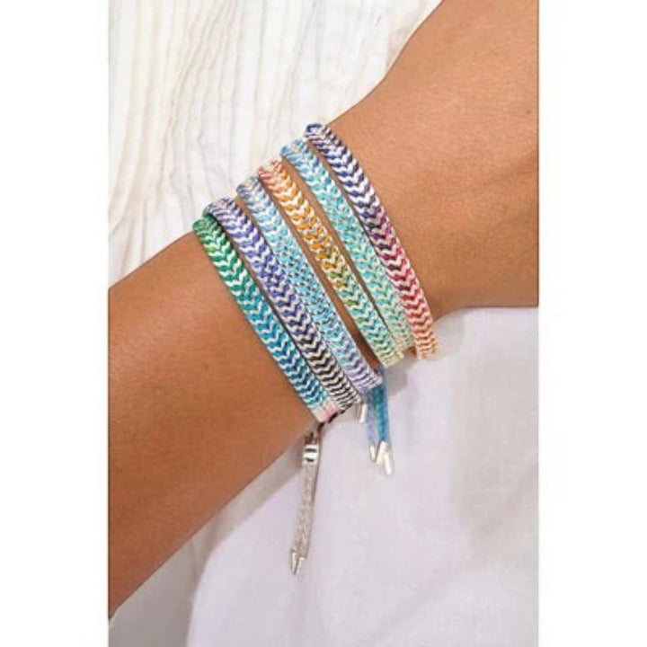 Boho Betty Iztac Turquoise Ombré Silver Woven Bracelet