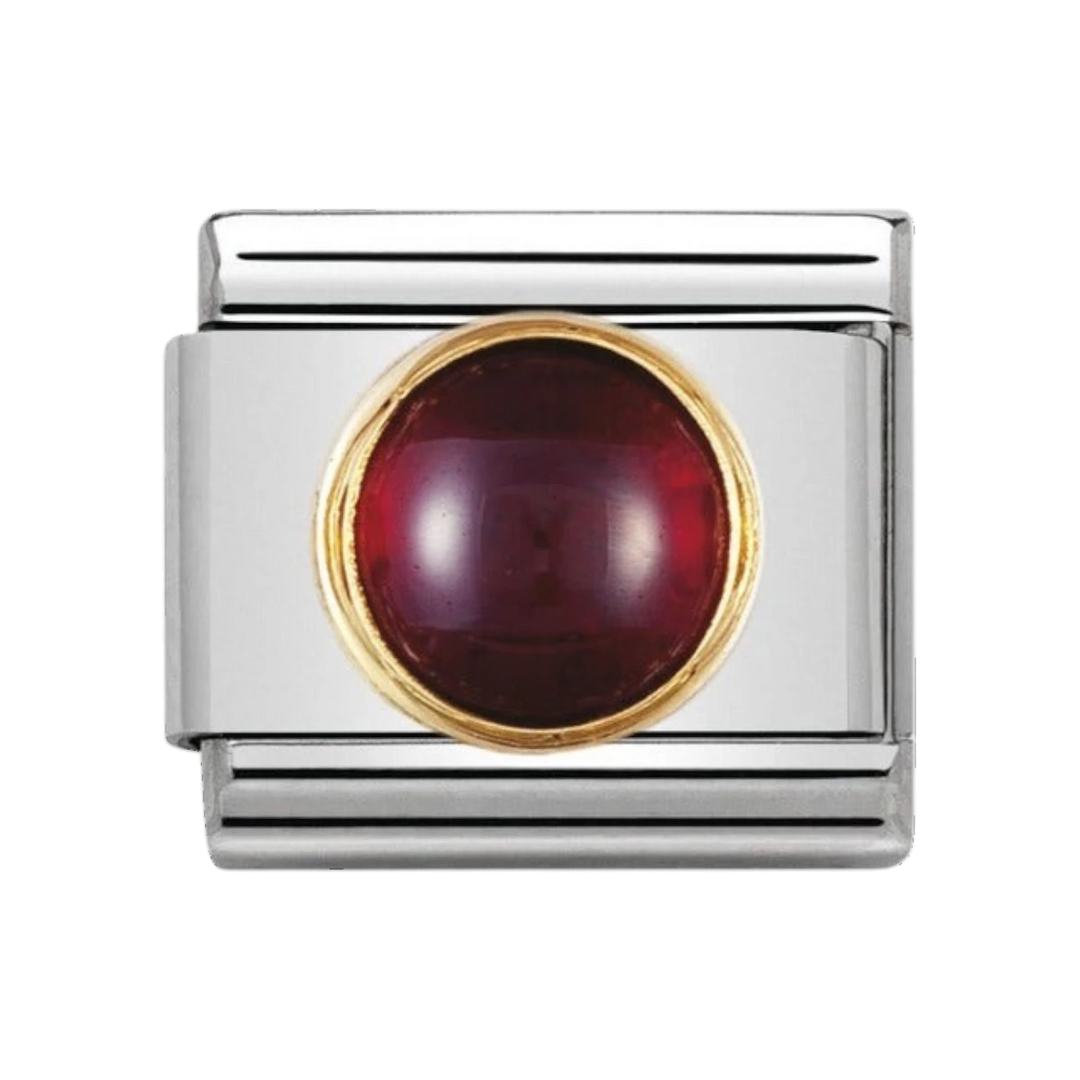 Nomination Classic Round Semiprecious Stones Charm - 18k Gold with Garnet 030505_03