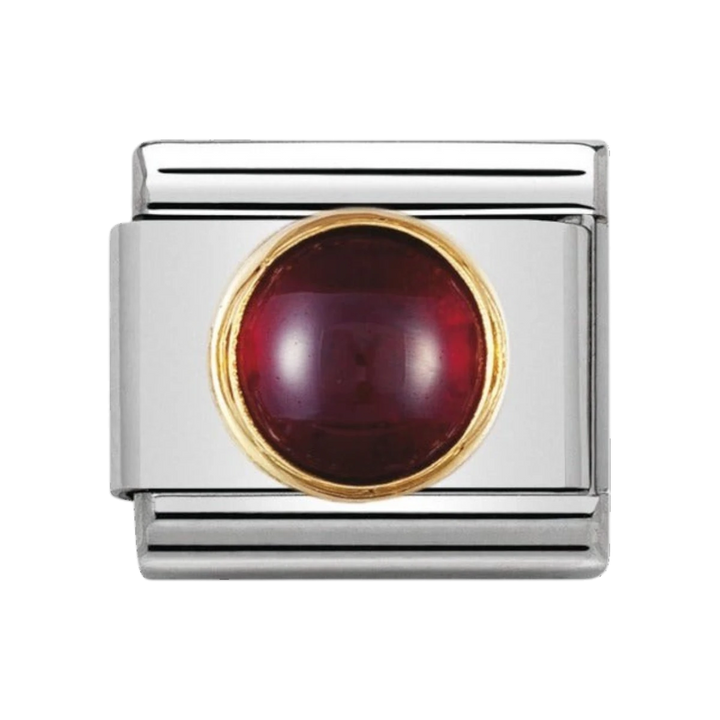 Nomination Classic Round Semiprecious Stones Charm - 18k Gold with Garnet 030505_03