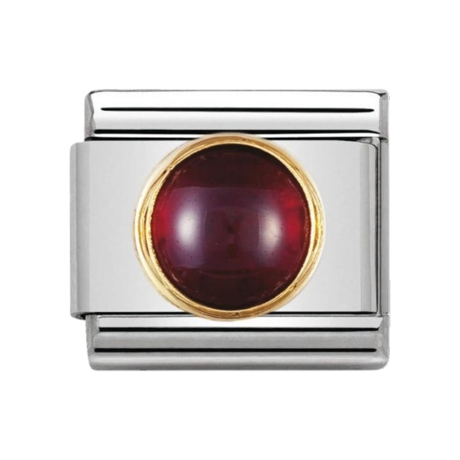 Nomination Classic Round Semiprecious Stones Charm - 18k Gold with Garnet 030505_03