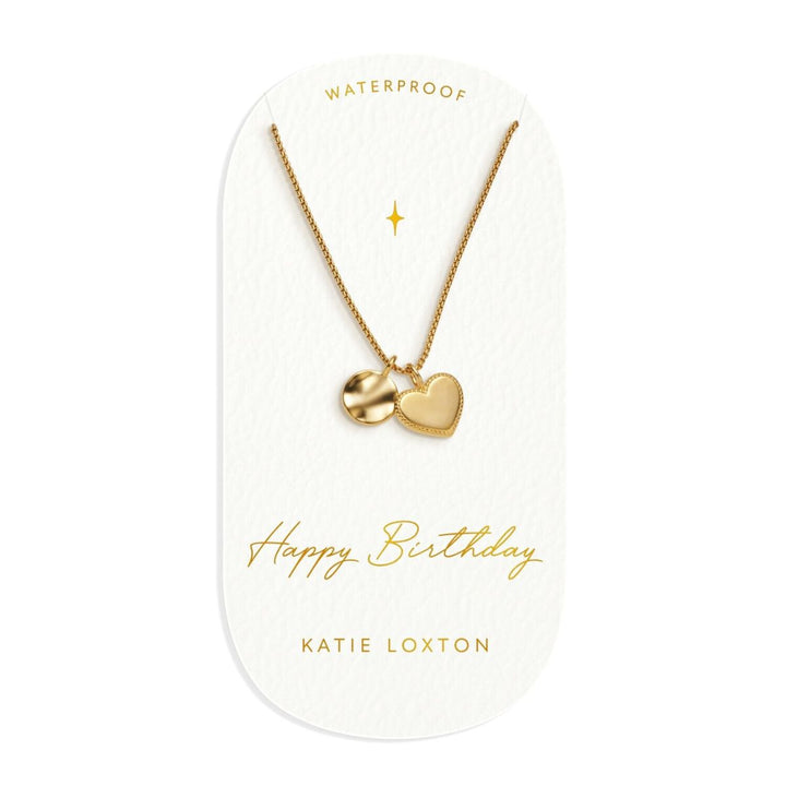 Katie Loxton 'Happy Birthday' Waterproof Gold Charm Necklace KLJ6209