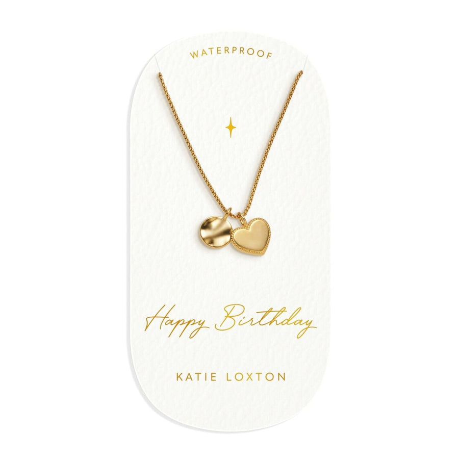 Katie Loxton 'Happy Birthday' Waterproof Gold Charm Necklace KLJ6209