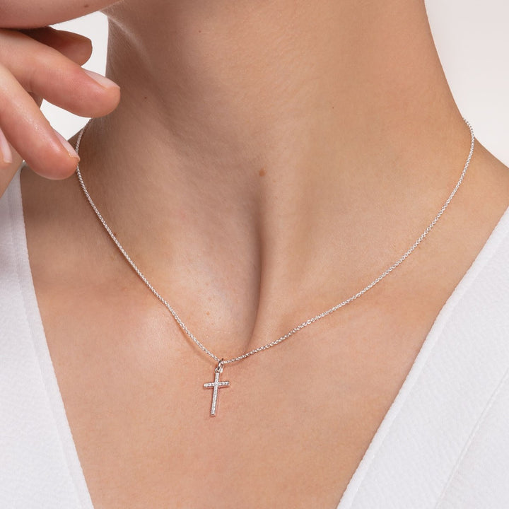 Thomas Sabo Silver Pavé Cross Necklace KE2043-051-14