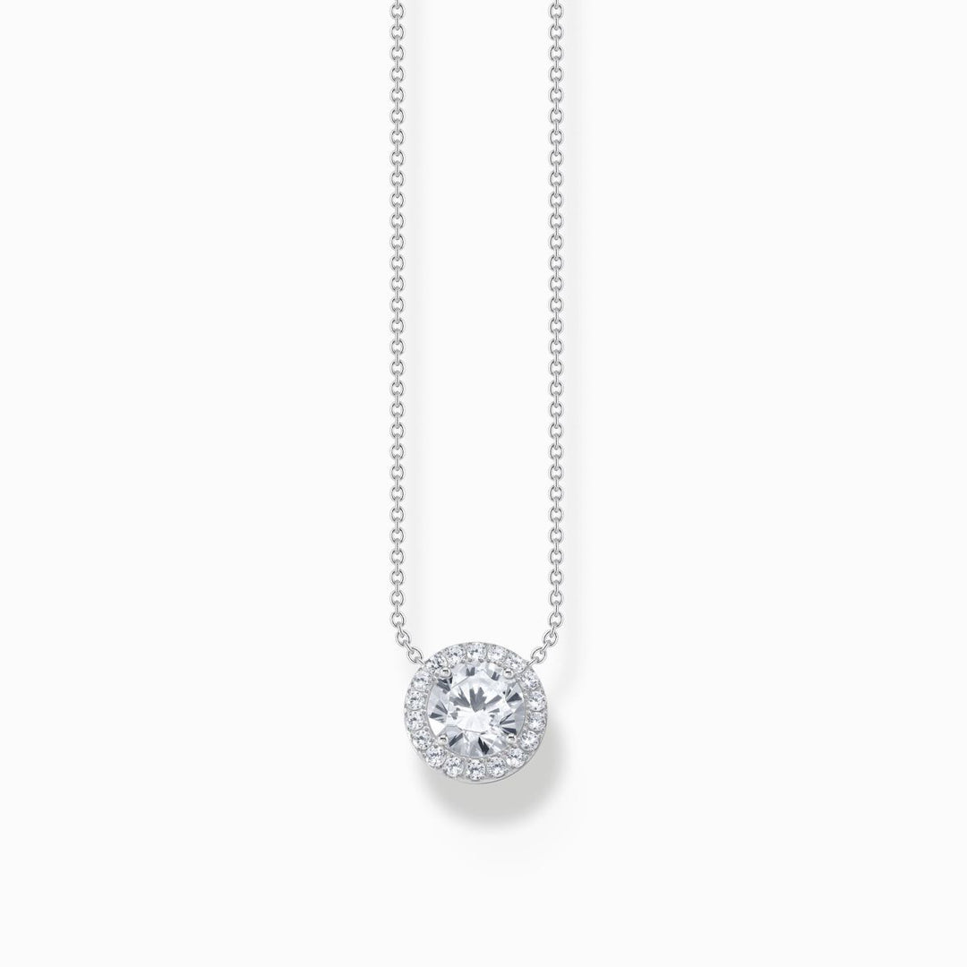 Thomas Sabo Halo Pendant Necklace - Silver with White Zirconia - KE2279-051-14-L45