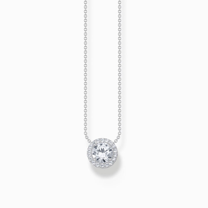 Thomas Sabo Halo Pendant Necklace - Silver with White Zirconia - KE2279-051-14-L45