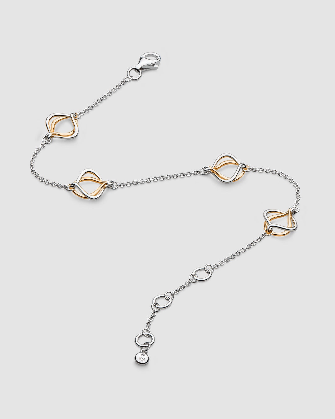Niche Jewellery Kit Heath Alicia Fine Silver and Rose Gold Station Bracelet detail