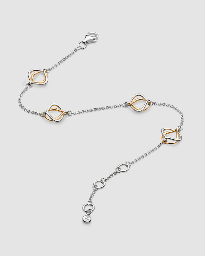 Niche Jewellery Kit Heath Alicia Fine Silver and Rose Gold Station Bracelet detail