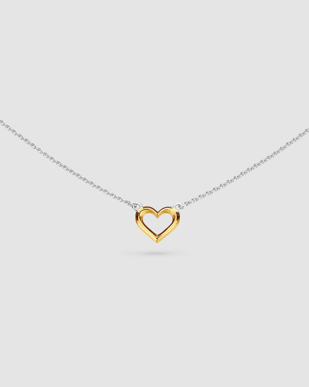 Niche Jewellery Kit Heath Love Silver Heart Golden Fine Outline Two-Tone Mini Necklet detail