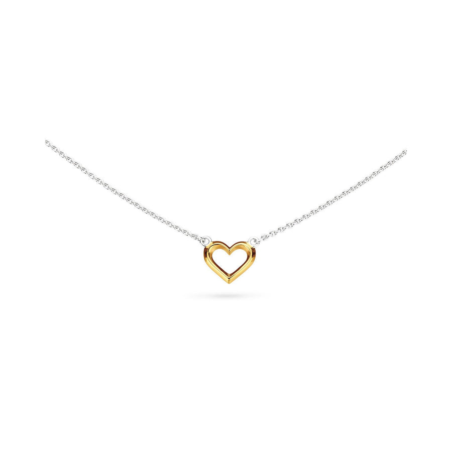 Niche Jewellery Kit Heath Love Silver Heart Golden Fine Outline Two-Tone Mini Necklet