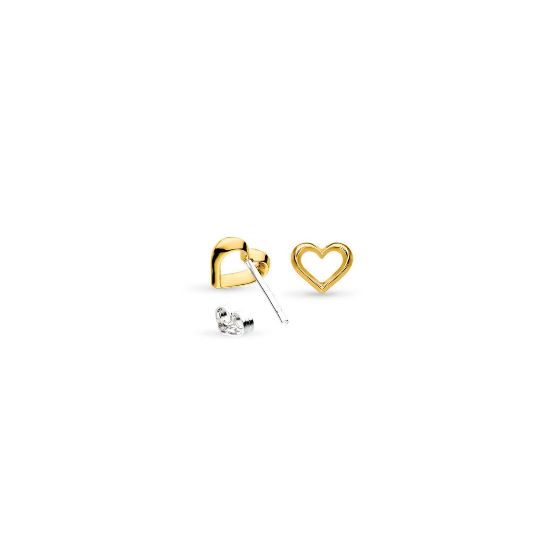 Niche Jewellery Kit Heath Love Silver Heart Golden Fine Outline Two-Tone Stud Earrings