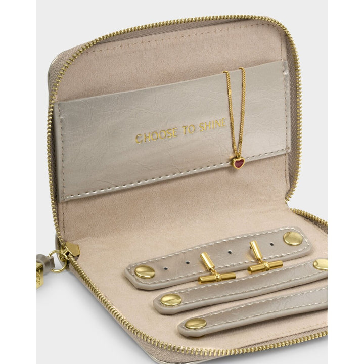 Katie Loxton 'Choose To Shine' Slim Jewellery Case Pewter