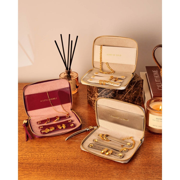 Katie Loxton 'Heart Of Gold' Slim Jewellery Case Off White