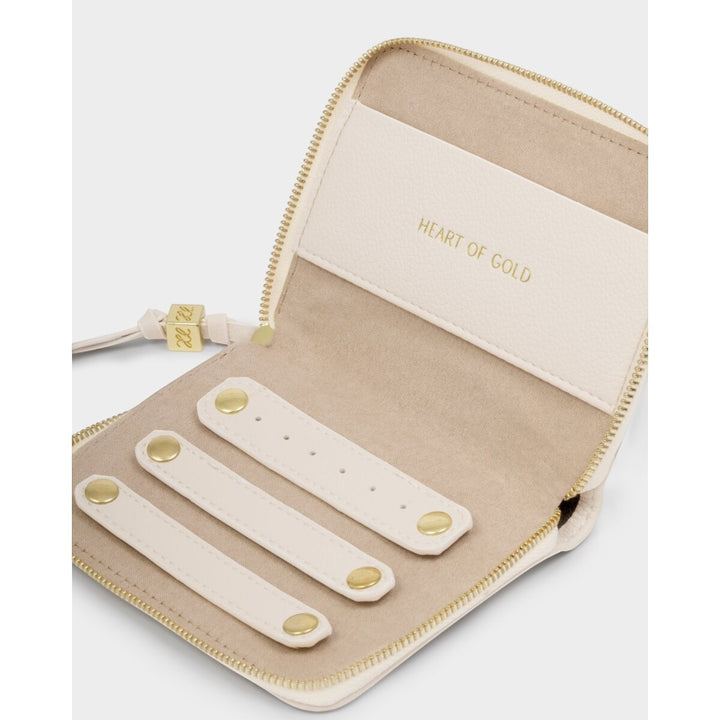 Katie Loxton 'Heart Of Gold' Slim Jewellery Case Off White