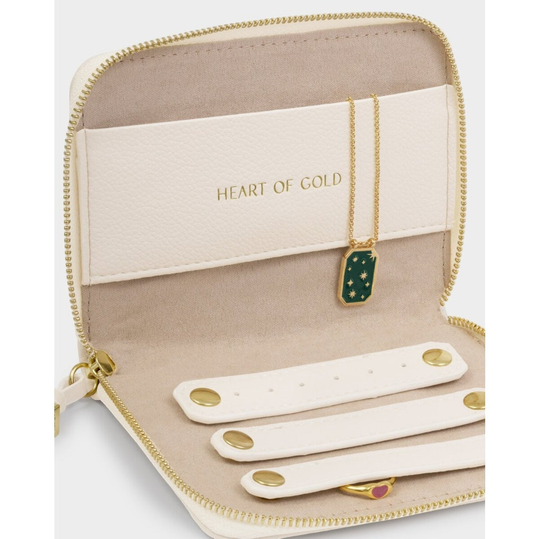 Katie Loxton 'Heart Of Gold' Slim Jewellery Case Off White