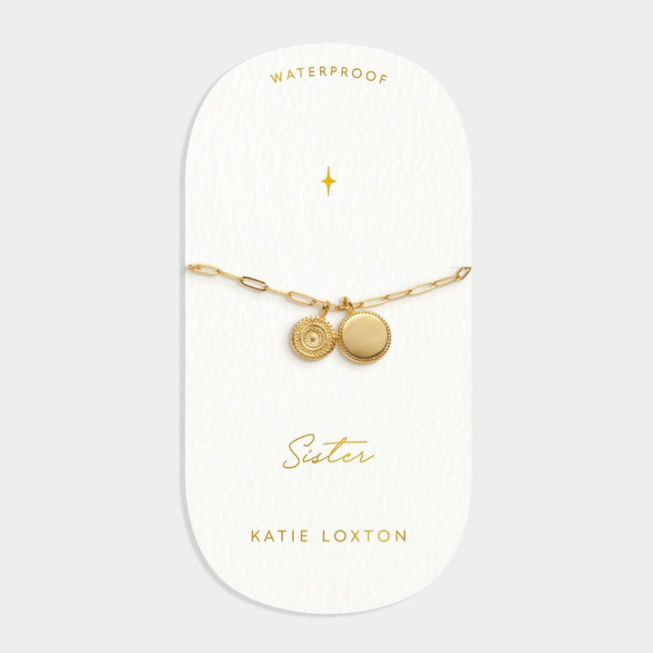 Katie Loxton 'Sister' Waterproof Gold Charm Bracelet KLJ6104
