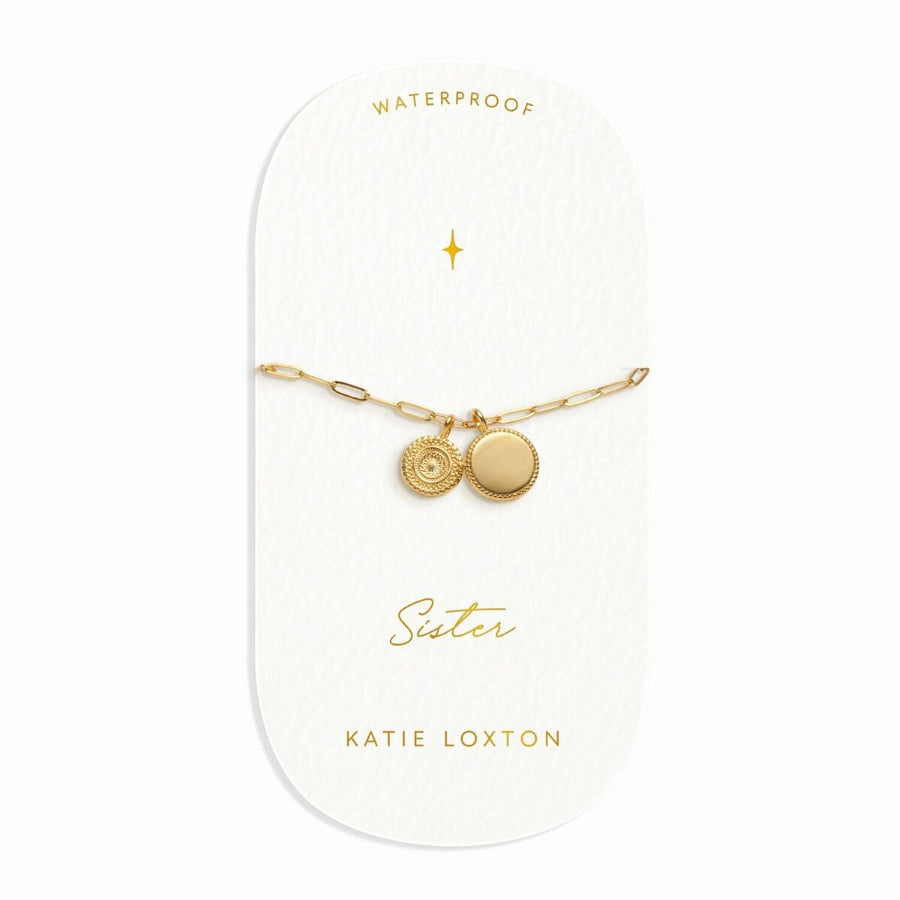 Katie Loxton 'Sister' Waterproof Gold Charm Bracelet KLJ6104