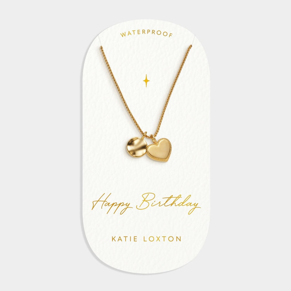 Katie Loxton 'Happy Birthday' Waterproof Gold Charm Necklace KLJ6209