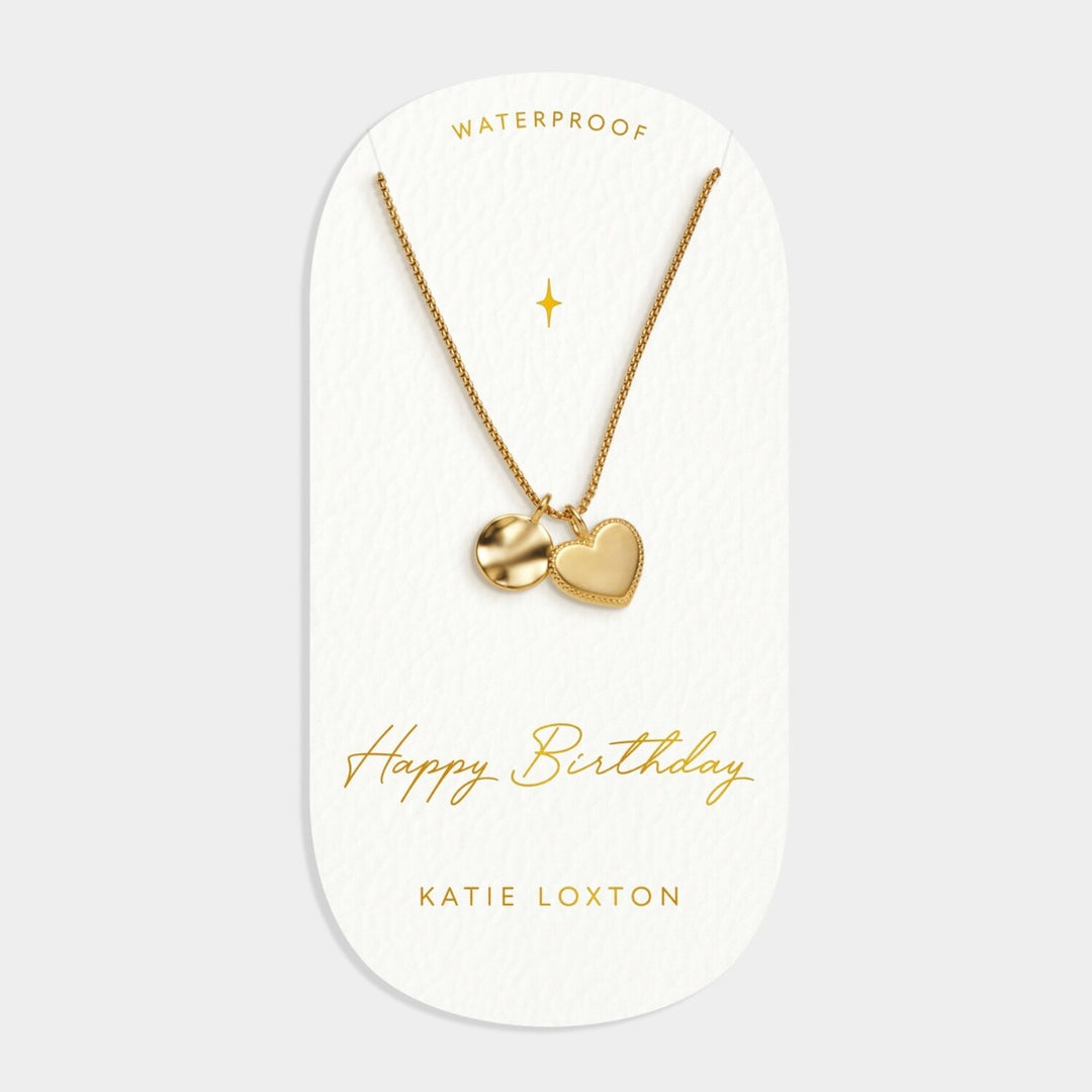 Katie Loxton 'Happy Birthday' Waterproof Gold Charm Necklace KLJ6209