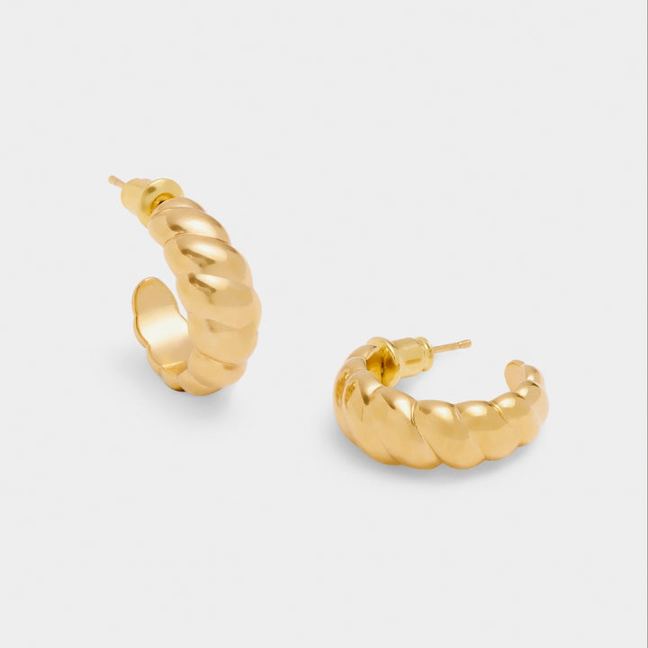 Katie Loxton Harper Waterproof Gold Twist Hoop Earrings KLJ6325