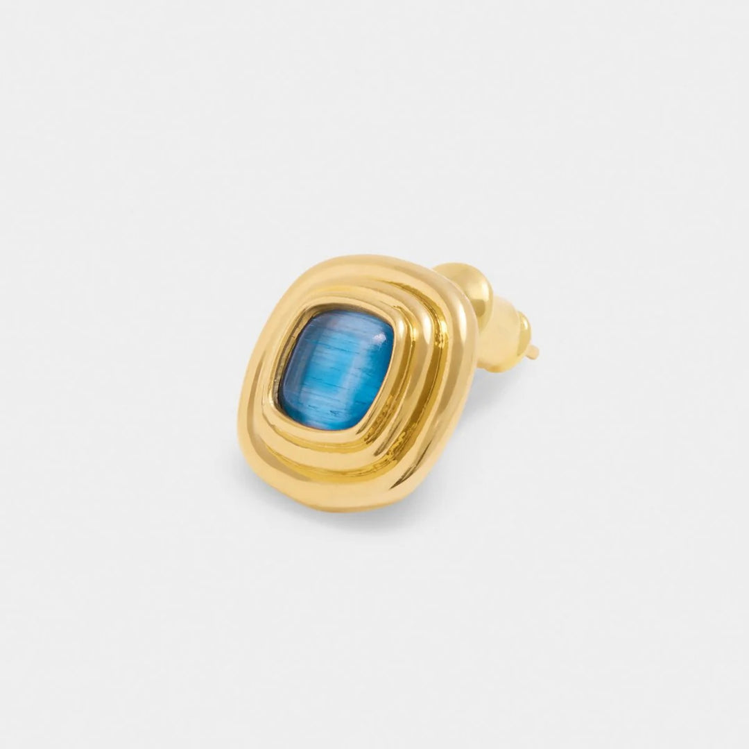 Katie Loxton Sofia Azure Waterproof Gold Button Stud Earrings. Item code KLJ6347.