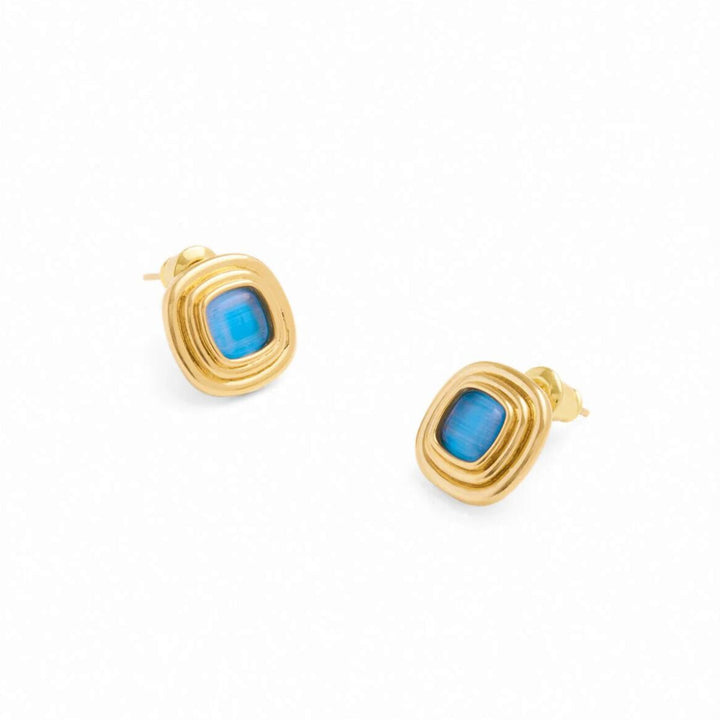 Katie Loxton Sofia Azure Waterproof Gold Button Stud Earrings