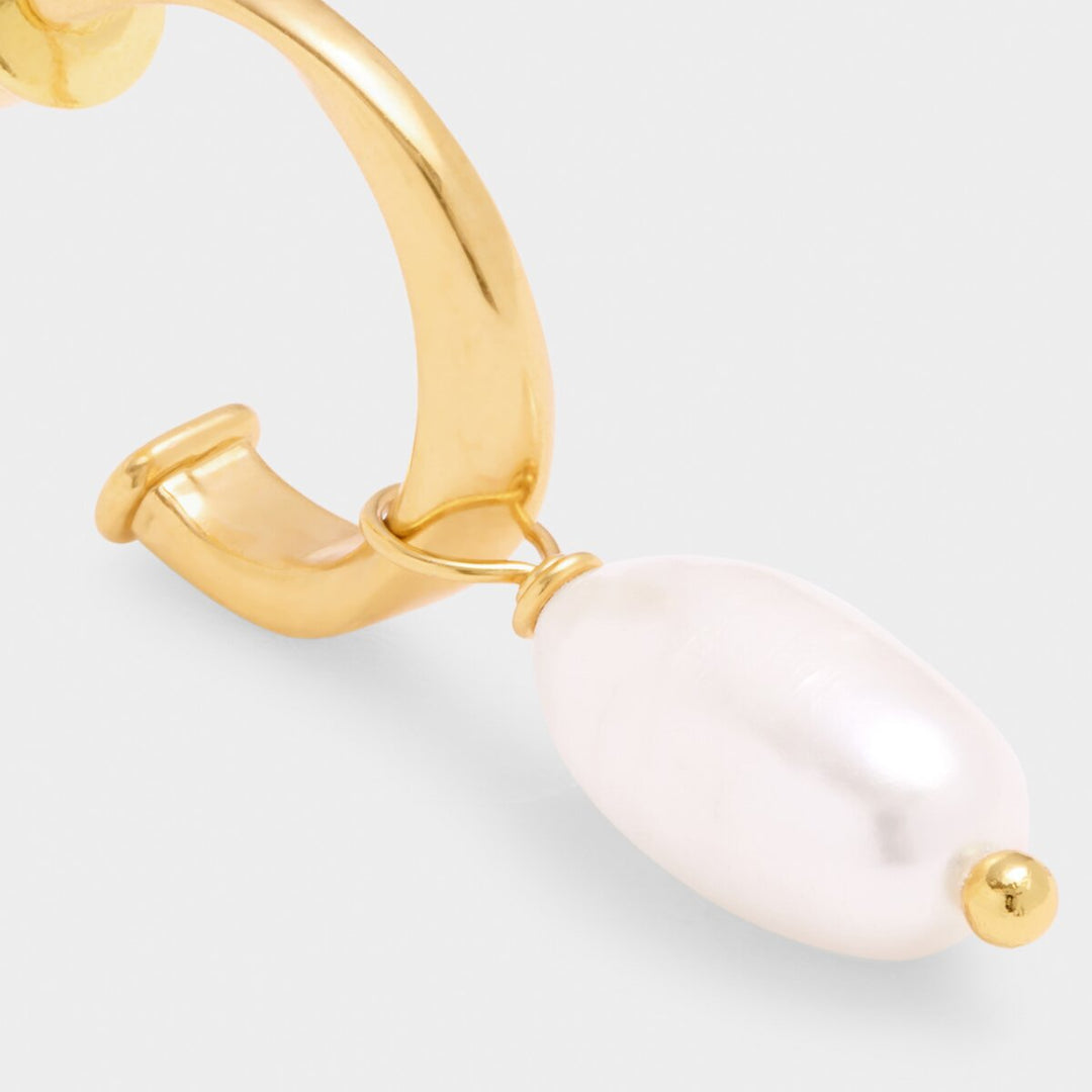 Katie Loxton Pearl Lustre Waterproof Gold Hoop Earrings KLJ6352