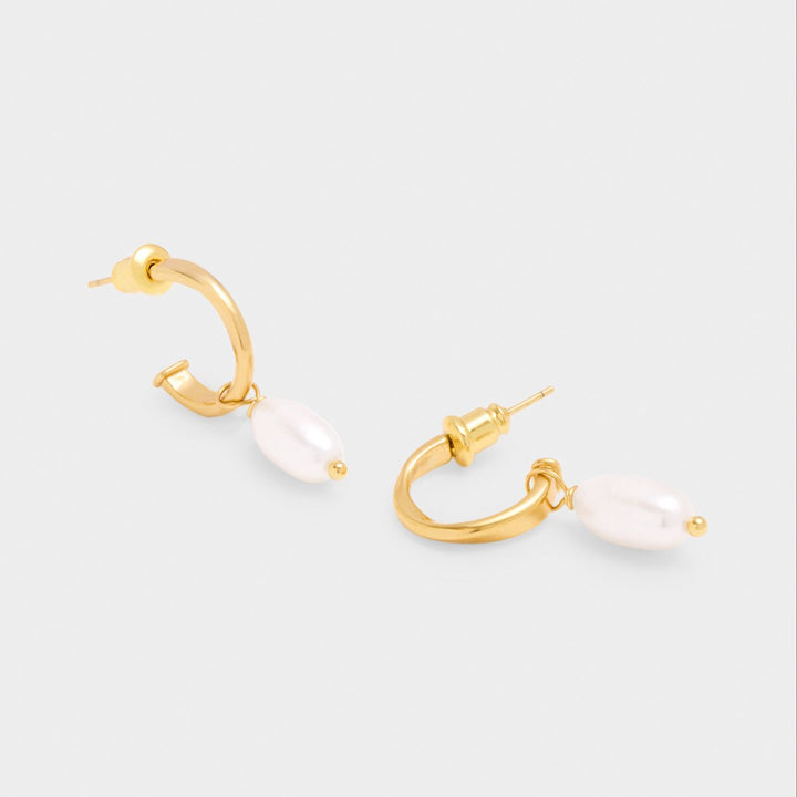 Katie Loxton Pearl Lustre Waterproof Gold Hoop Earrings KLJ6352