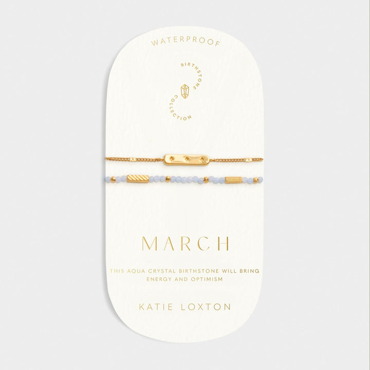 Katie Loxton 'March' Waterproof Gold Birthstone Bracelet. Item code KLJ6381.