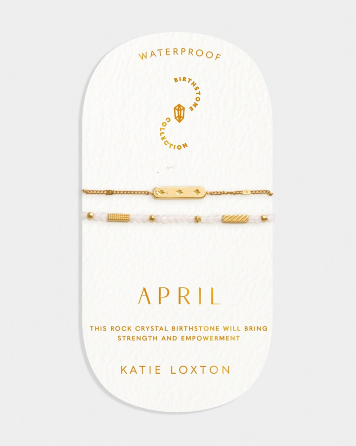 Katie Loxton April Waterproof Gold Birthstone Bracelet