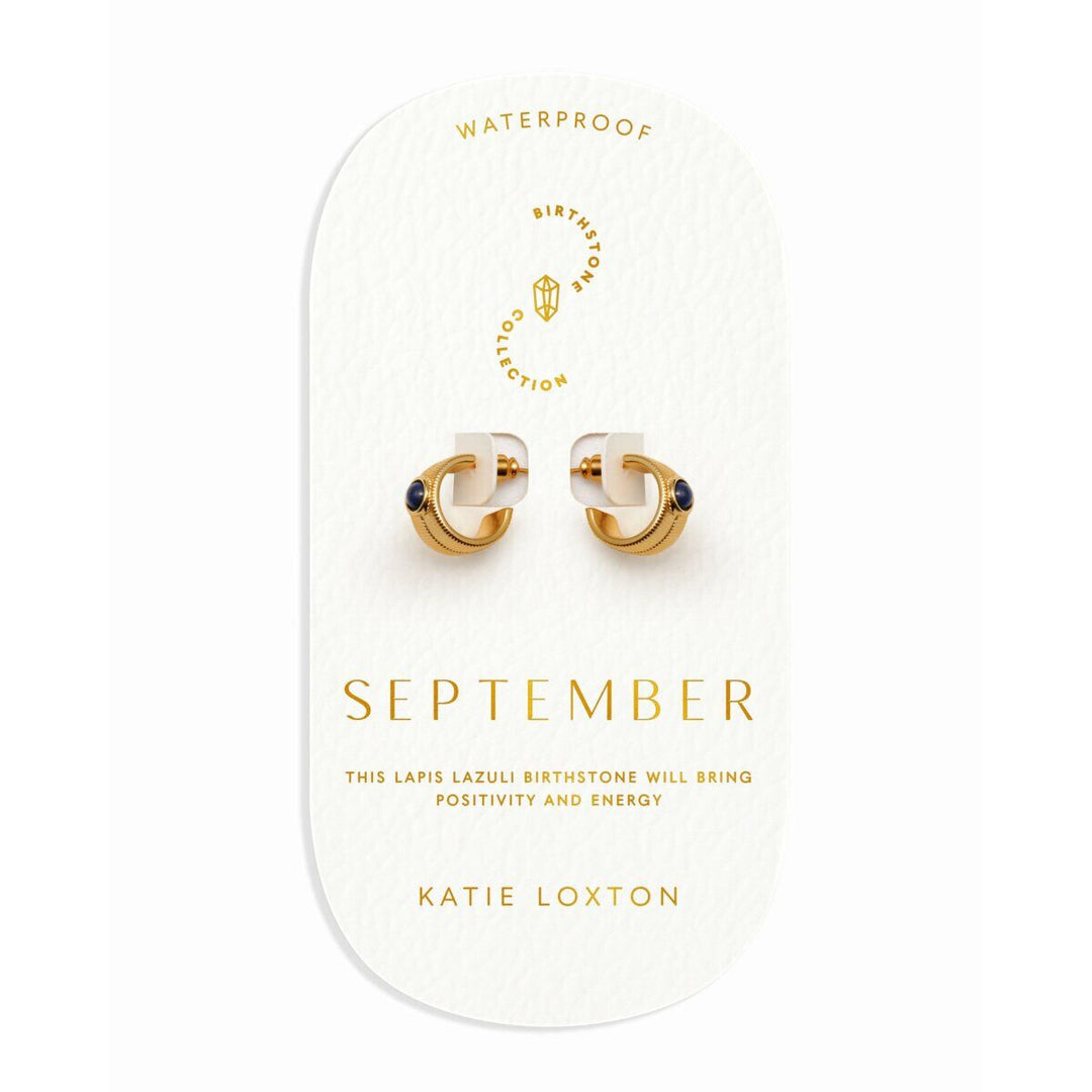 Katie Loxton September Waterproof Gold Birthstone Hoop Earrings