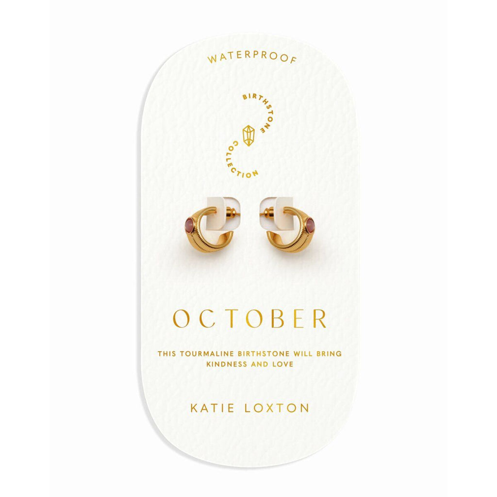 October Waterproof Birthstone Hoop Earrings